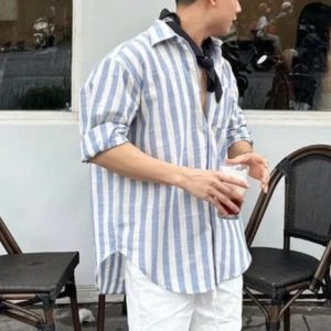 Áo sơ mi sọc xanh zebratx